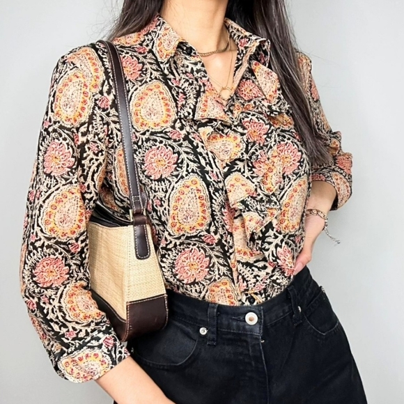 Ralph Lauren ~ Colorful Ruffled Print Blouse - Picture 11 of 11